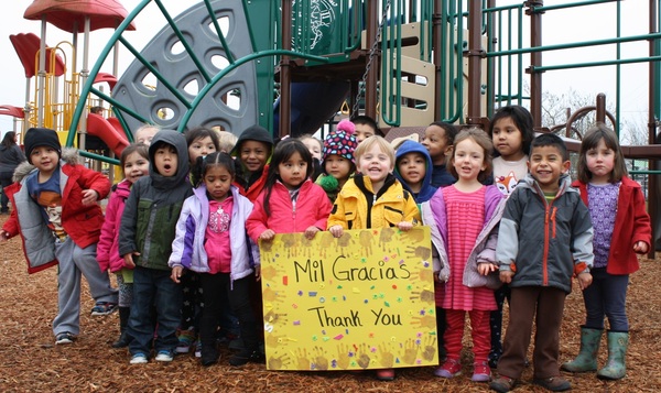 children in park with thank you 2 children in park with thank you 2